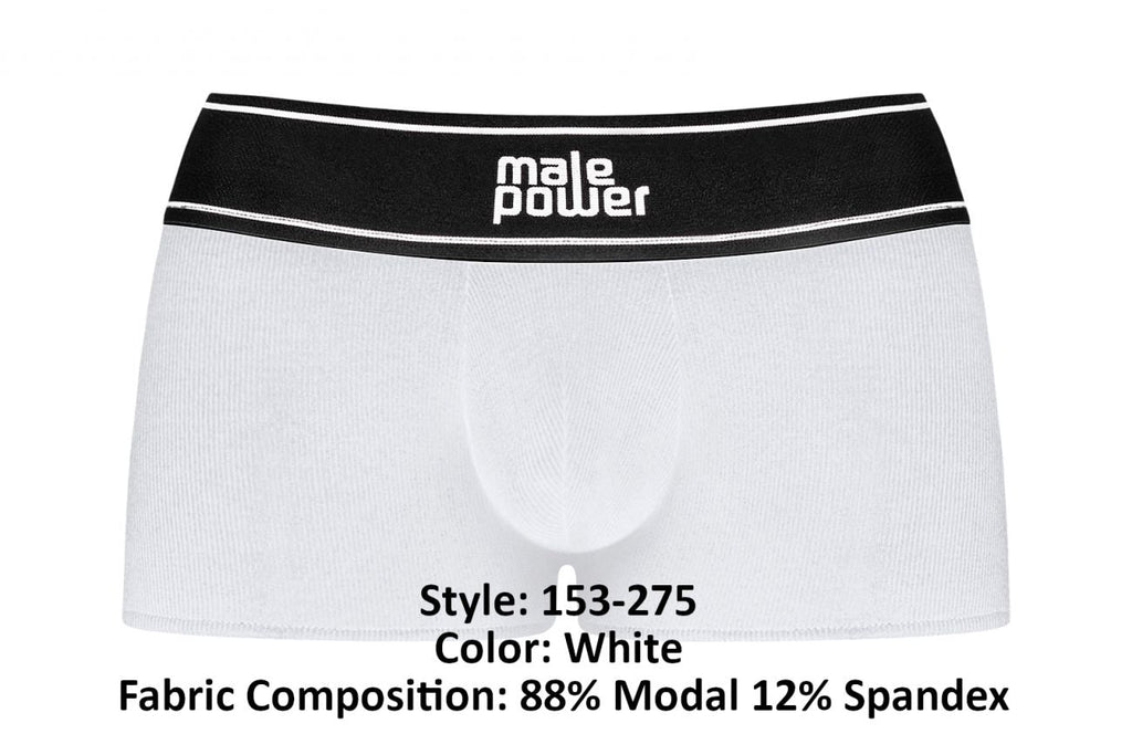 Male Power 153-275 Modal Rib Pouch Short Color White - DealByEthan.gay loves Male Power
