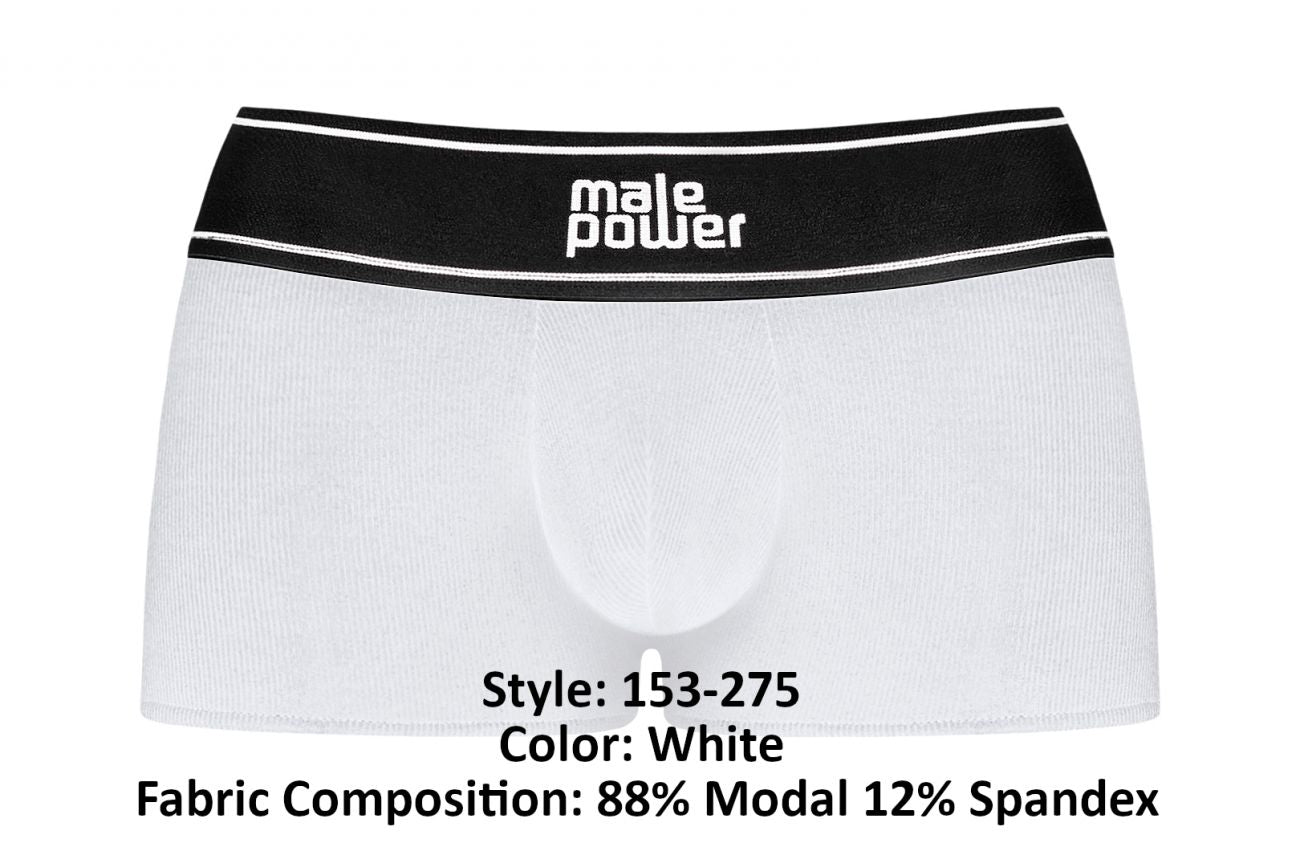 Male Power 153-275 Modal Rib Pouch Short Color White - DealByEthan.gay loves Male Power