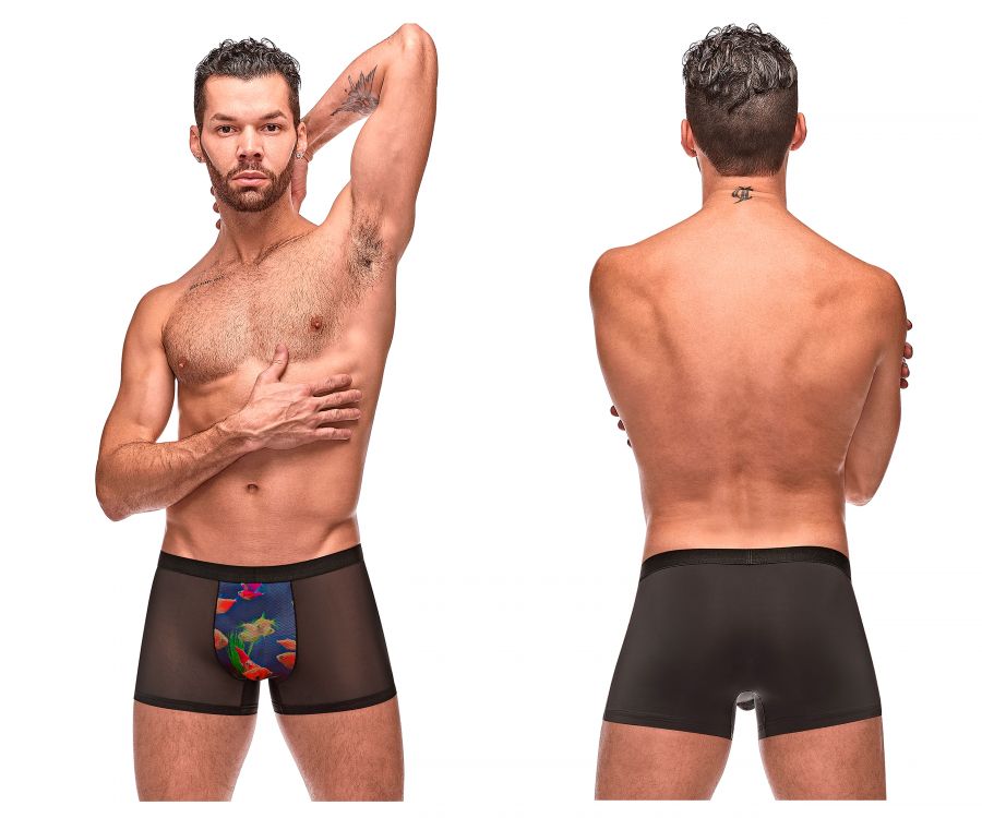 Male Power 183-262 Private Screen Fish print Trunks Color Black - DealByEthan.gay loves Male Power
