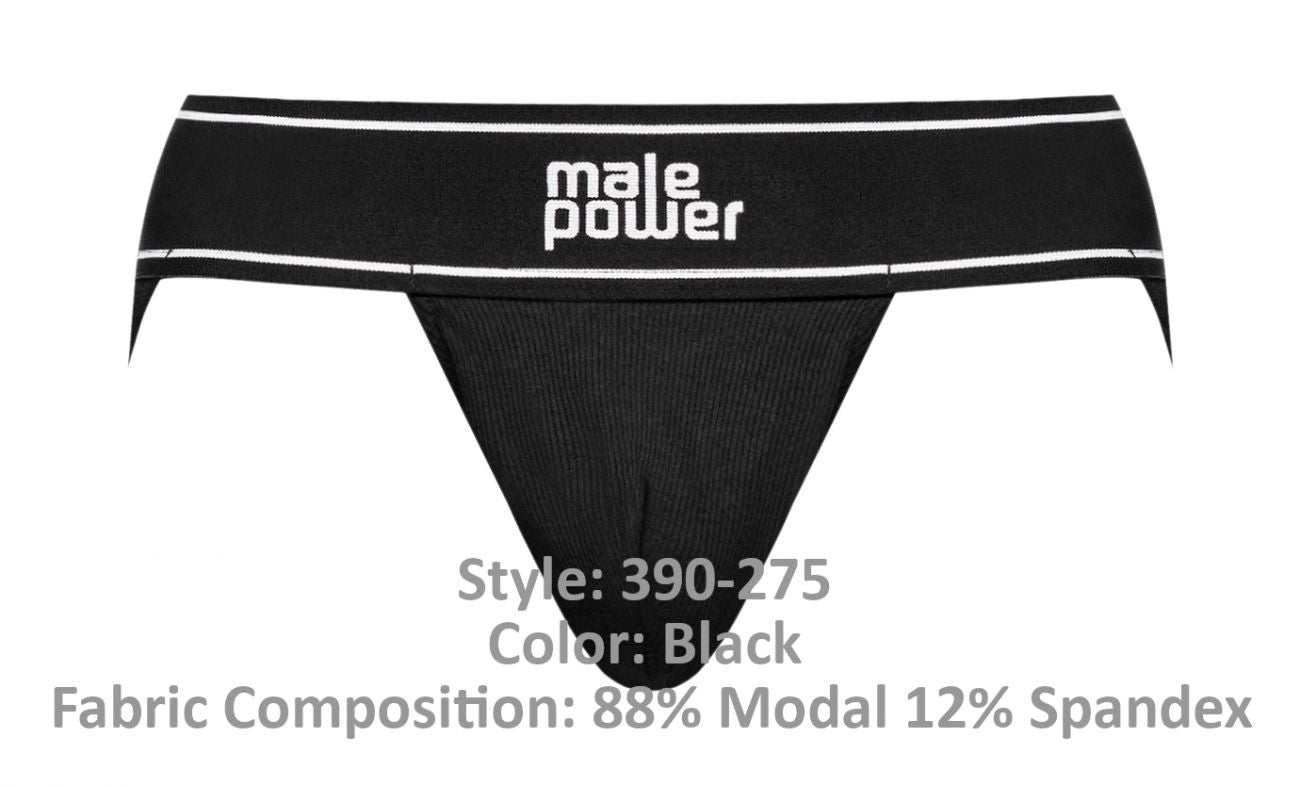 Male Power 390-275 Modal Rib Jockstrap Color Black - DealByEthan.gay loves Male Power