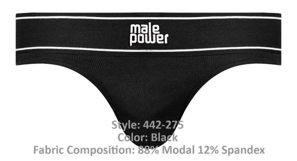 Male Power 442-275 Modal Rib Bong Thong Color Black - DealByEthan.gay loves Male Power