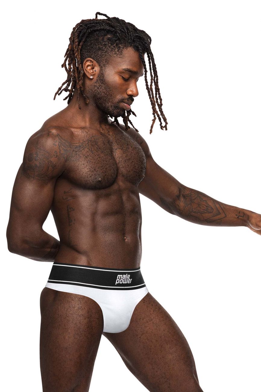 Male Power 442-275 Modal Rib Bong Thong Color White - DealByEthan.gay loves Male Power