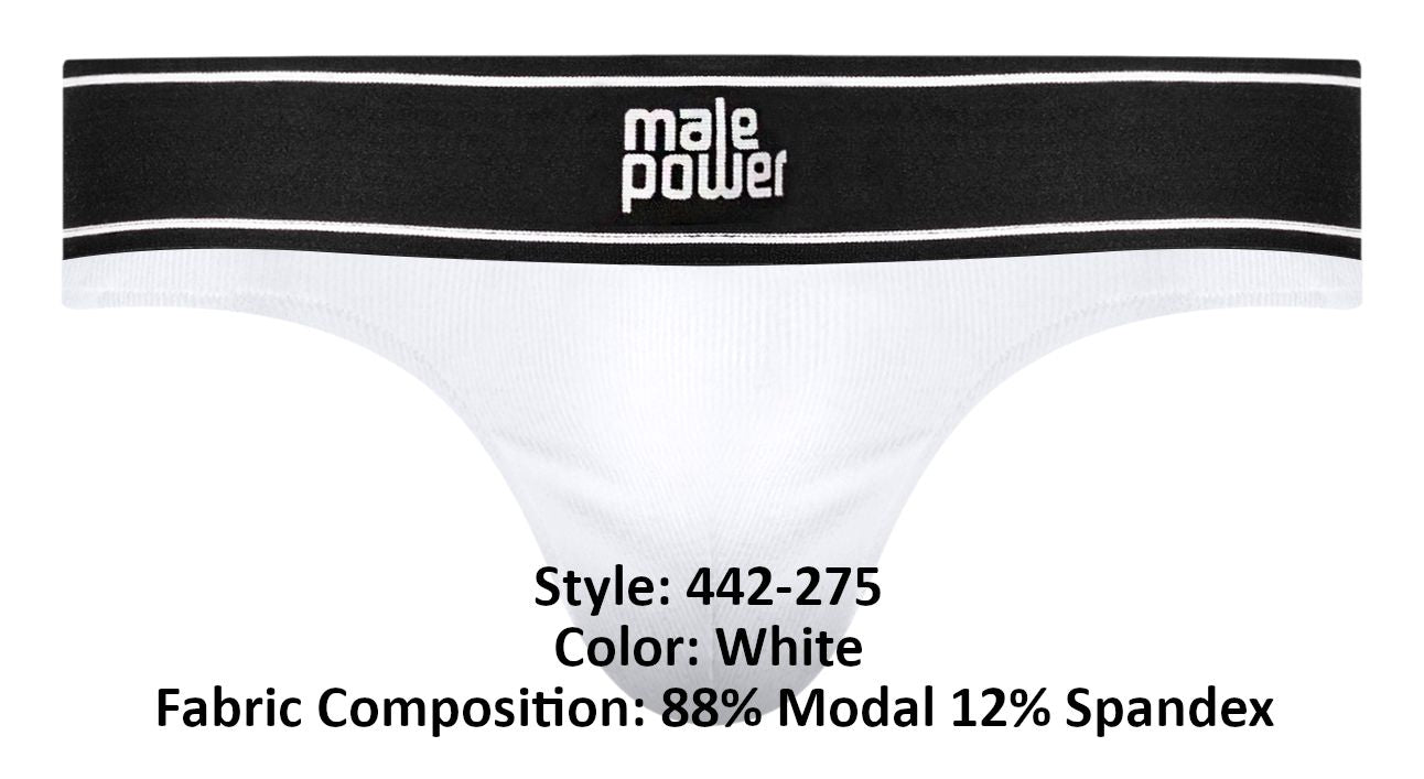 Male Power 442-275 Modal Rib Bong Thong Color White - DealByEthan.gay loves Male Power