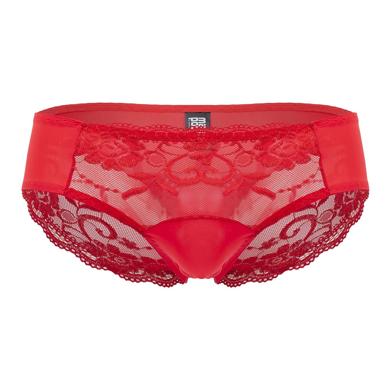 Male Power 492-280 Sassy Lace Bikini Solid Pouch Color Red - DealByEthan.gay loves Male Power