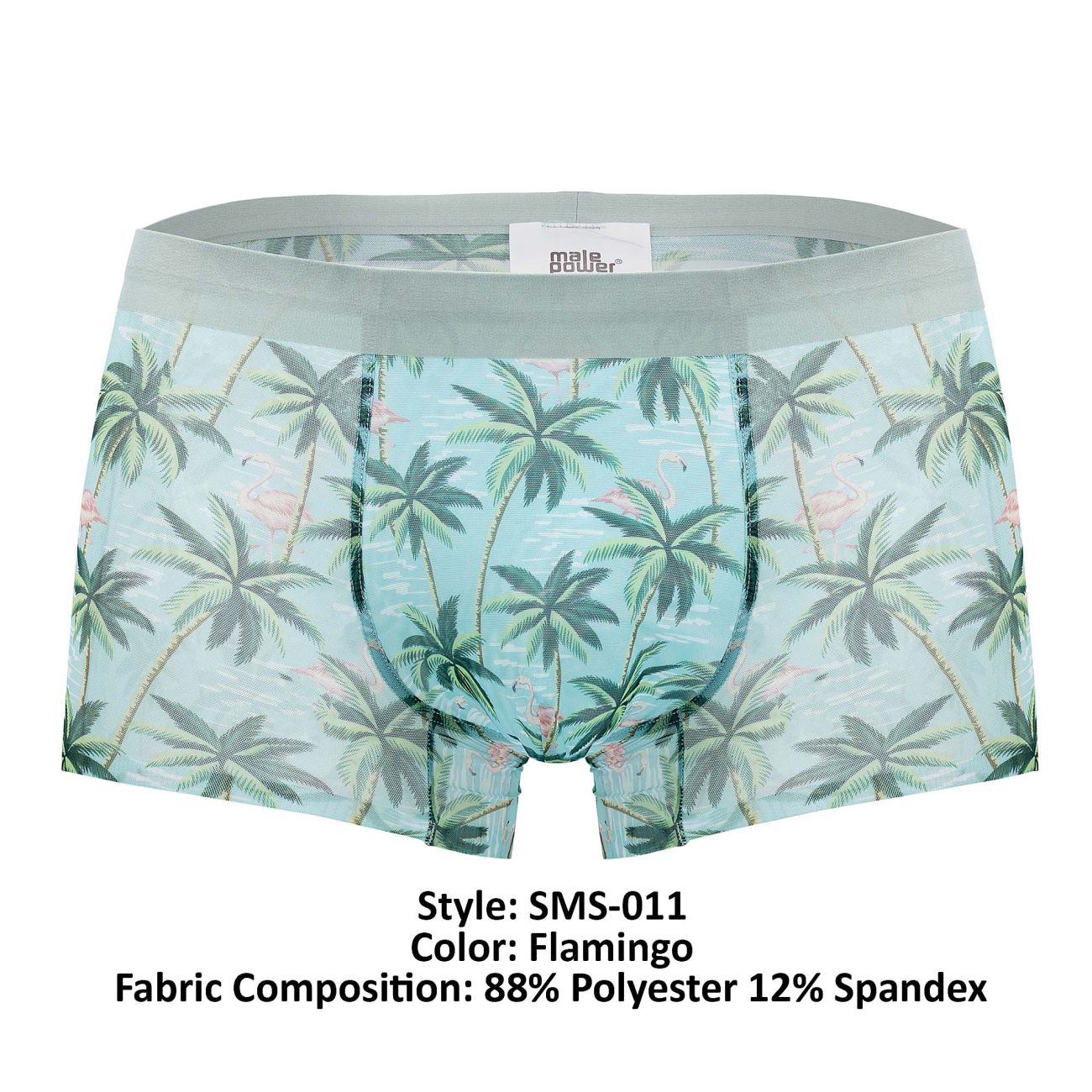 Male Power SMS-011 Sheer Prints Seamless Short Color Flamingo - DealByEthan.gay loves Male Power