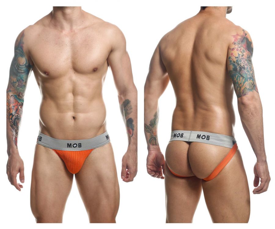 MaleBasics MBL107 MOB - Jockstrap fetichista clásico de 3 pulgadas, color naranja