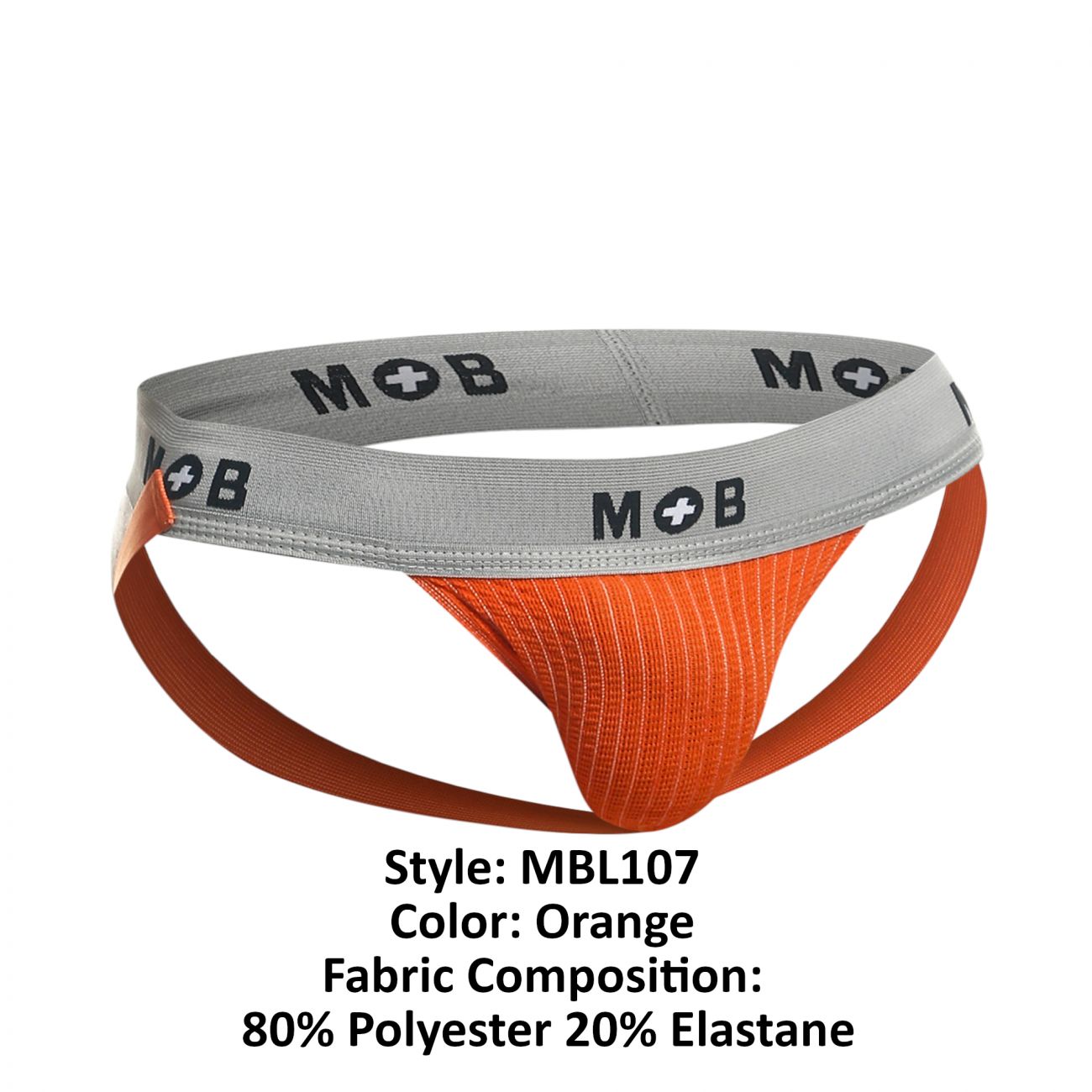 MaleBasics MBL107 MOB - Jockstrap fetichista clásico de 3 pulgadas, color naranja