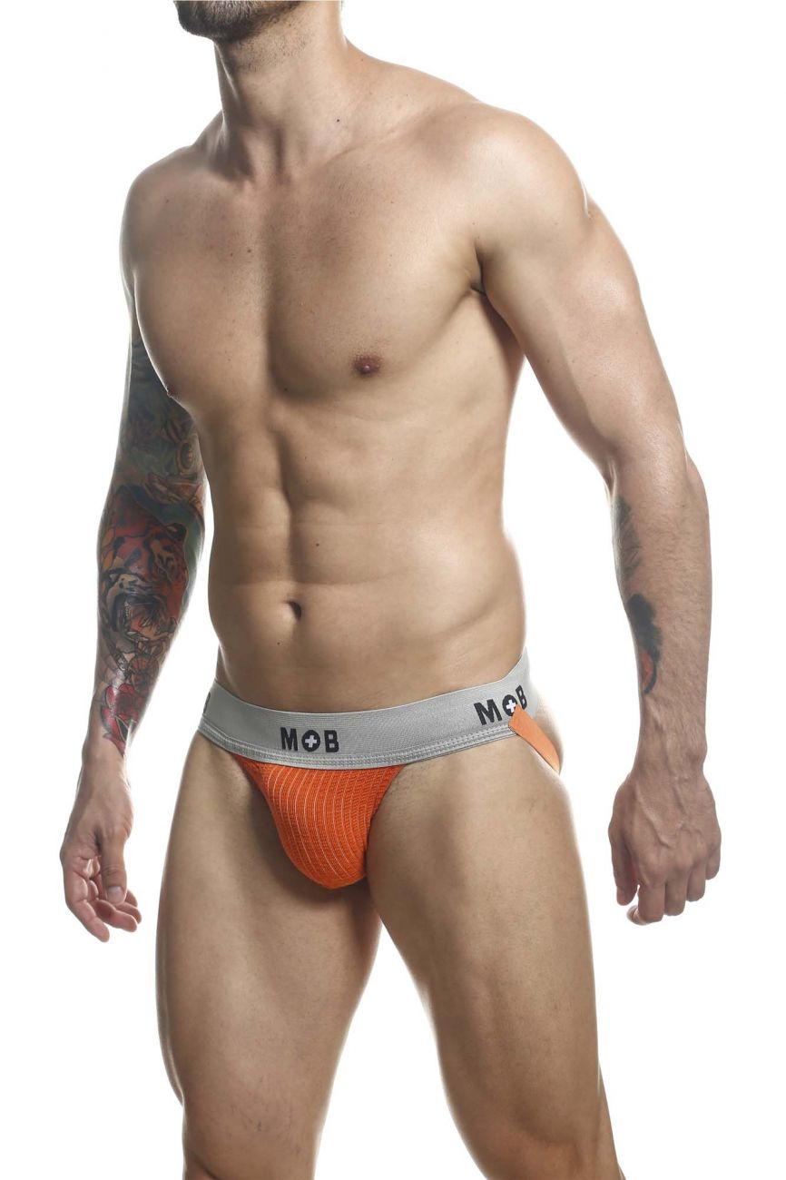 MaleBasics MBL107 MOB - Jockstrap fetichista clásico de 3 pulgadas, color naranja