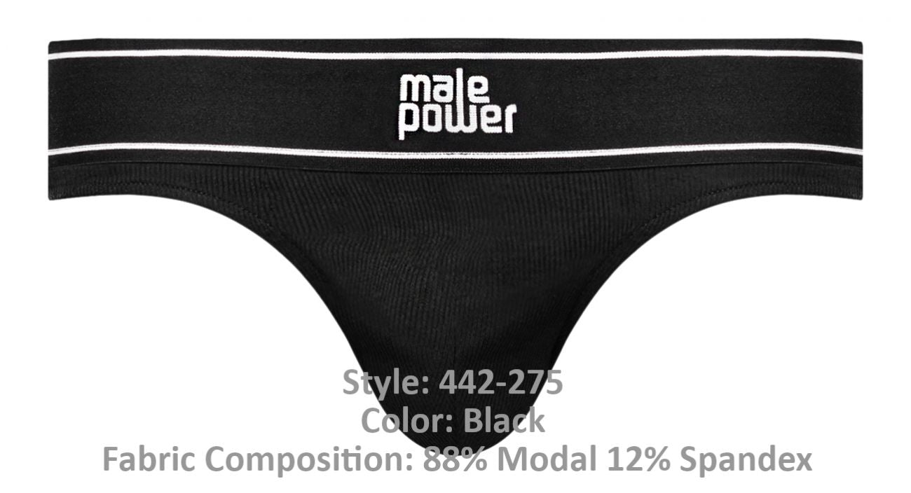 Male Power 442-275 Modal Rib Bong Thong Color Black