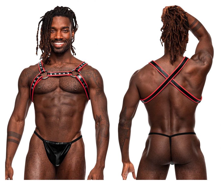 Male Power 596-266 Cuero PU Leo Color Negro-Rojo