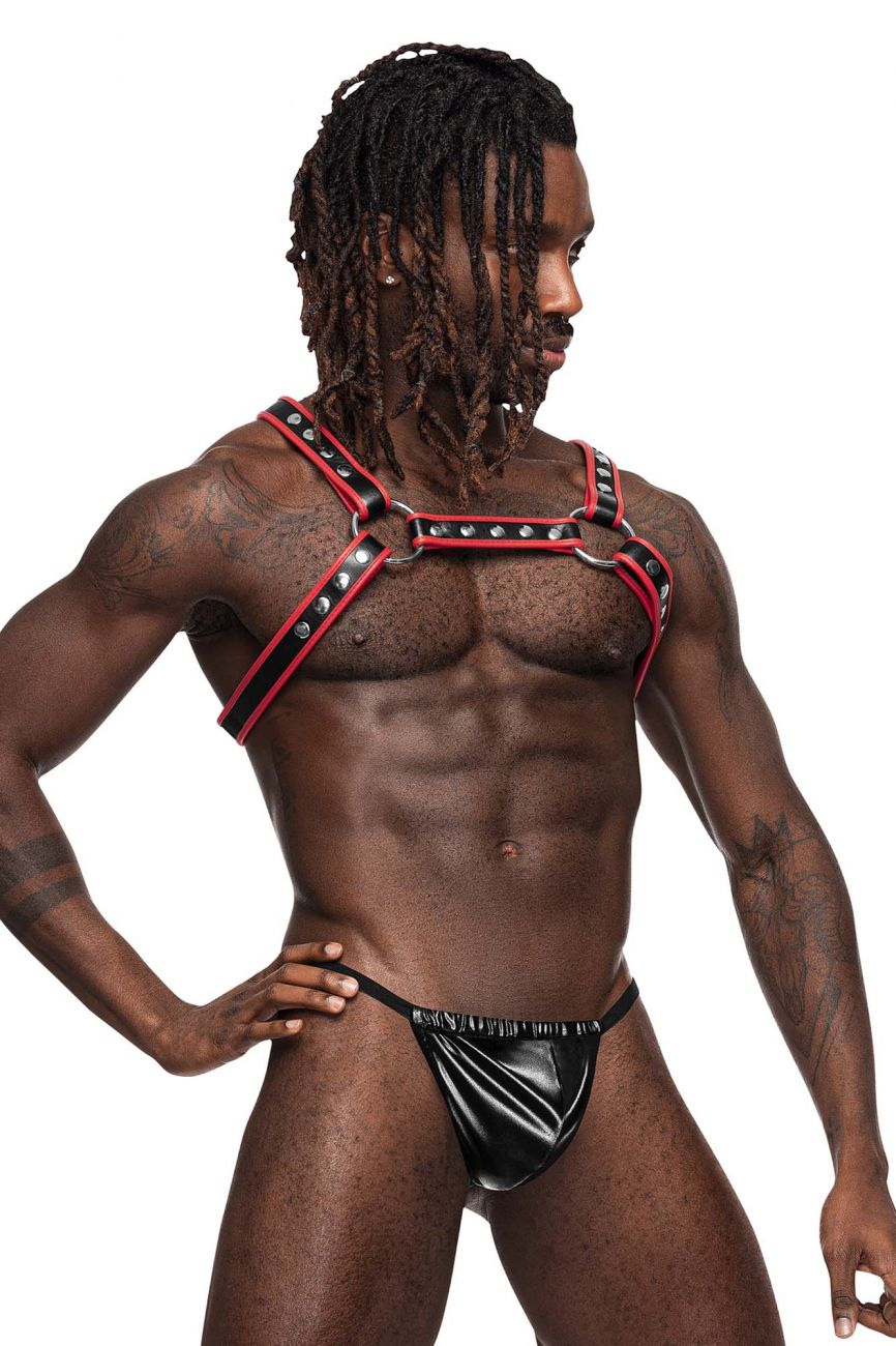 Male Power 596-266 Cuero PU Leo Color Negro-Rojo