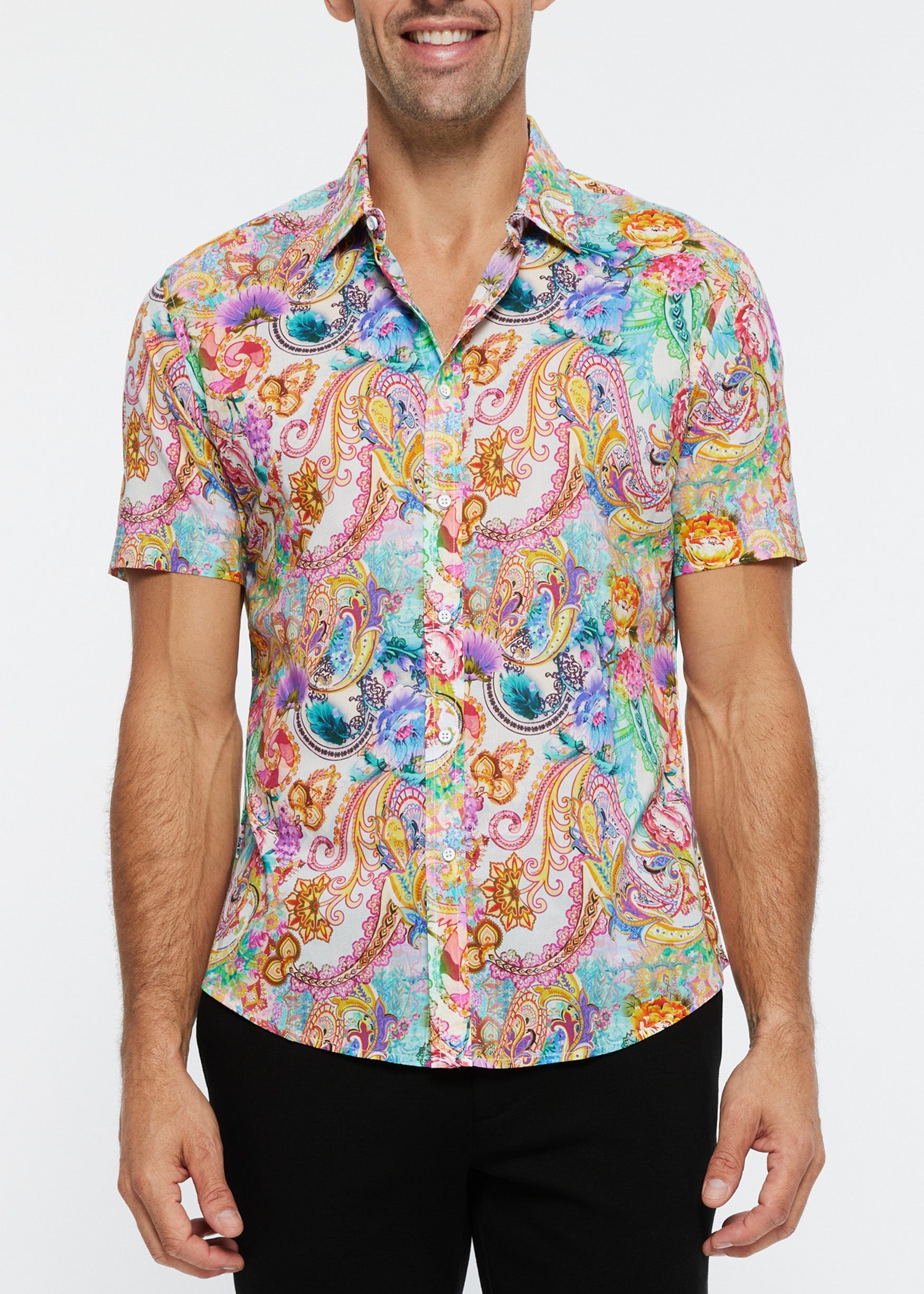 TECHNO PAISLEY LIGHTWEIGHT COTTON TENCEL S/S SHIRT - DealByEthan.gay