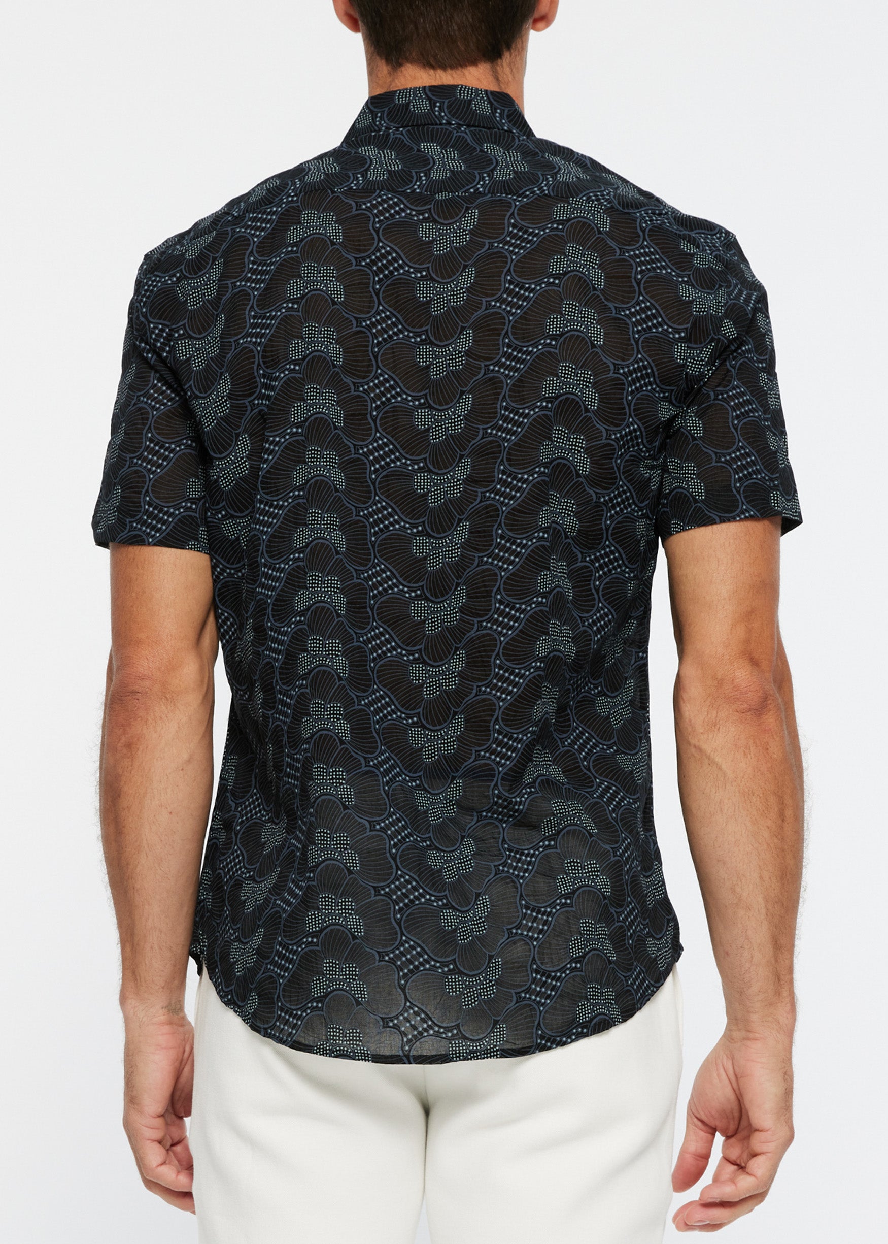 SHEER FLORAL DOTS S/S SHIRT - DealByEthan.gay
