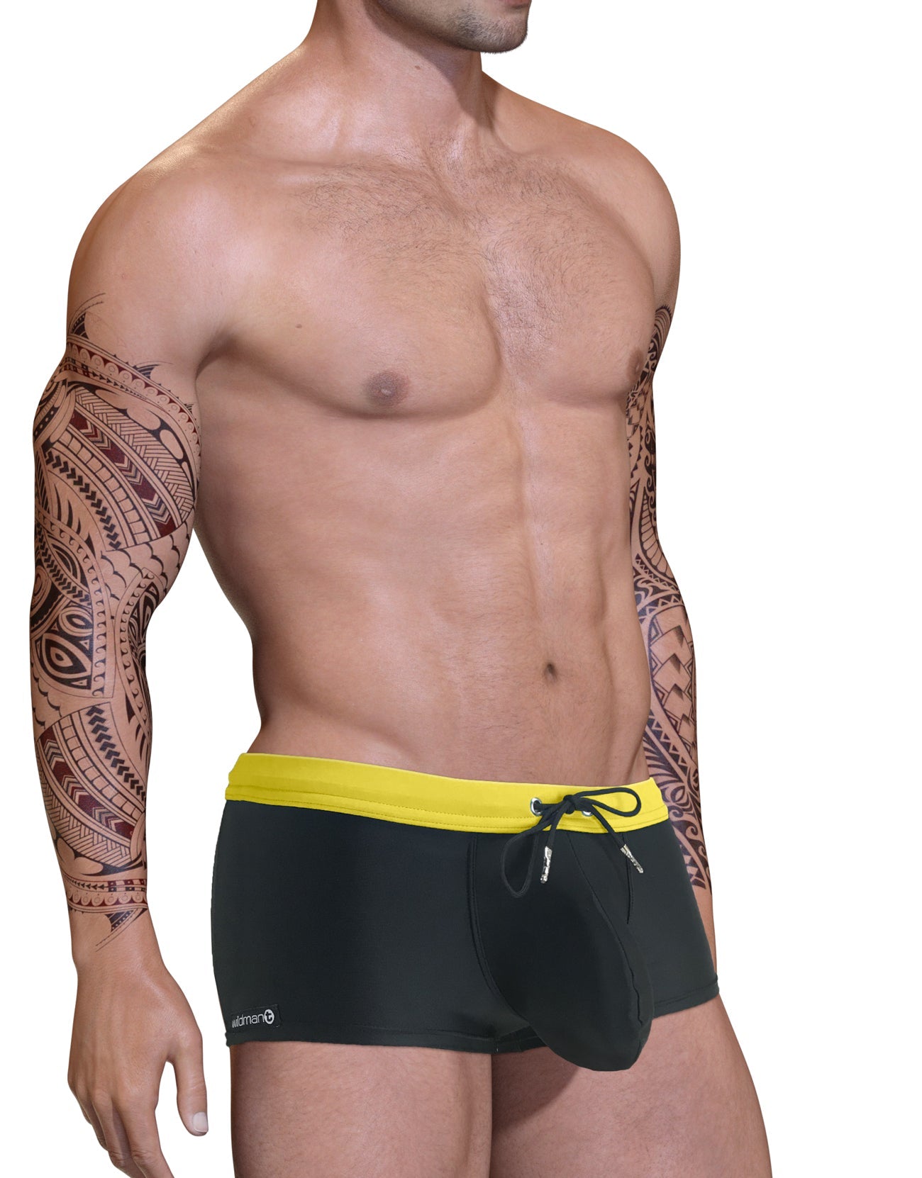 Big Boy Pouch Swim Square Cut Yellow - DealByEthan.gay