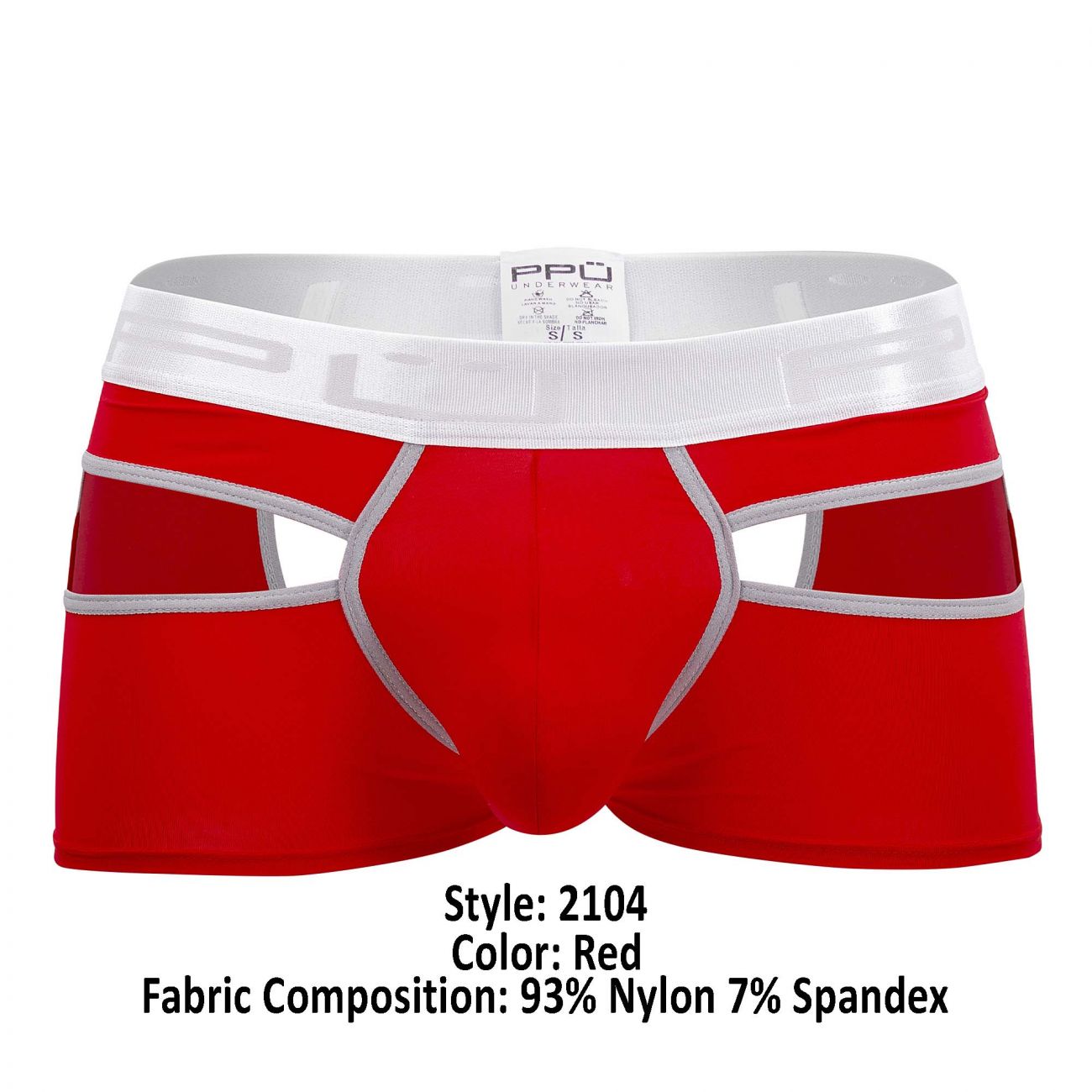 PPU 2104 Badehose mit offenem Rücken, Farbe Rot