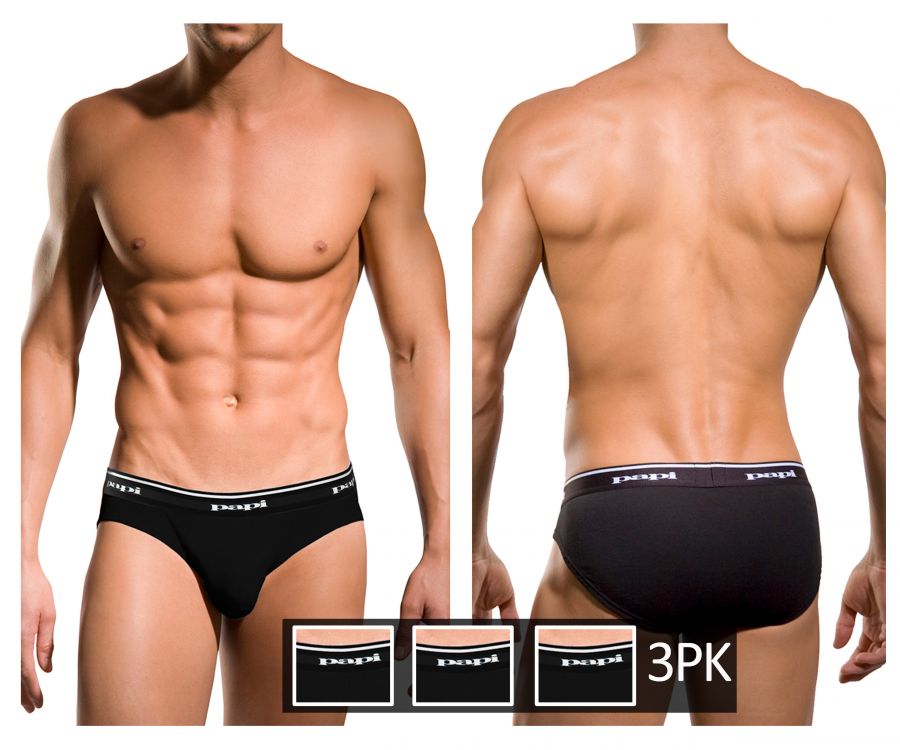 Papi 554101-001 3PK 1X1 Rib Low Rise Brief Color Black - DealByEthan.gay loves Papi