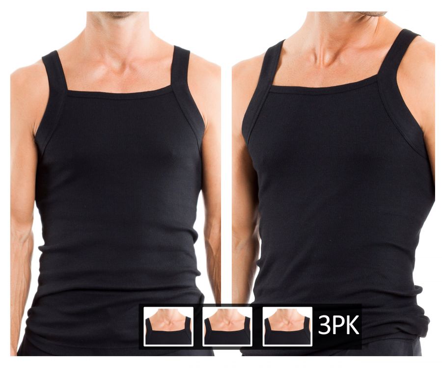 Papi 559102-001 3PK Square Neck Tank Color Black - DealByEthan.gay loves Papi