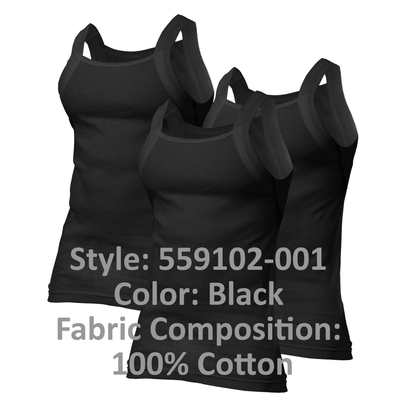 Papi 559102-001 3PK Square Neck Tank Color Black - DealByEthan.gay loves Papi