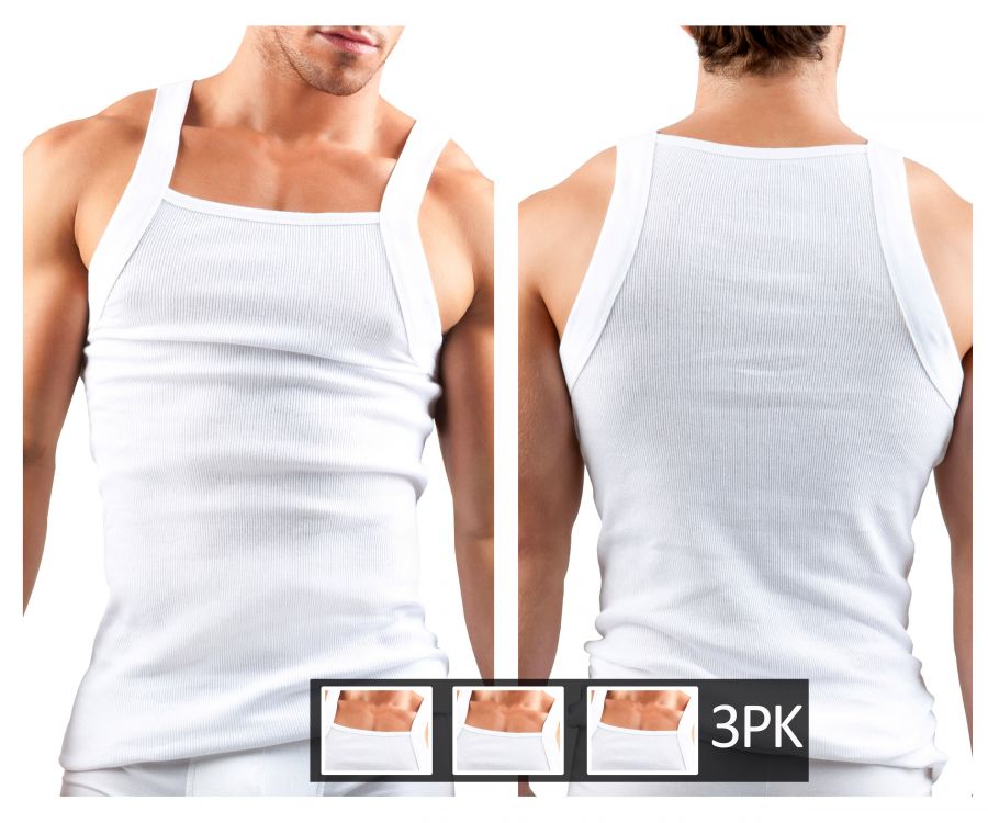 Papi 559102-100 3PK Square Neck Tank Color White - DealByEthan.gay loves Papi