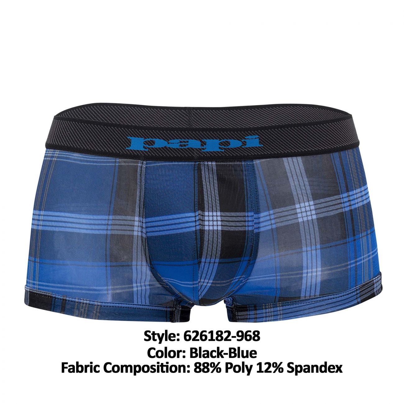 Papi 626182-968 Cool2 2PK Solid-Print Brazilian Trunks Color Black-Blue - DealByEthan.gay loves Papi