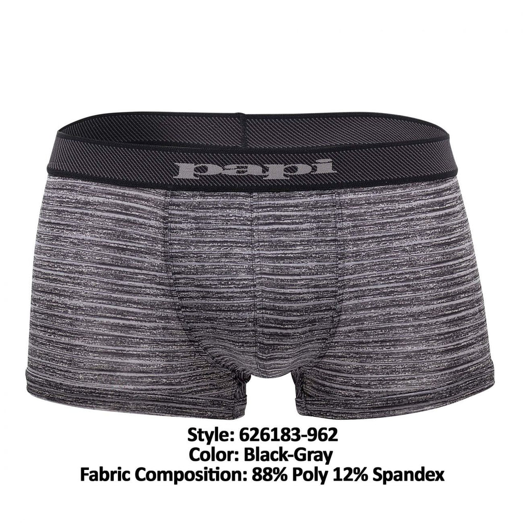 Papi 626183-962 Cool2 2PK Solid-Print Brazilian Trunks Color Black-Gray - DealByEthan.gay loves Papi