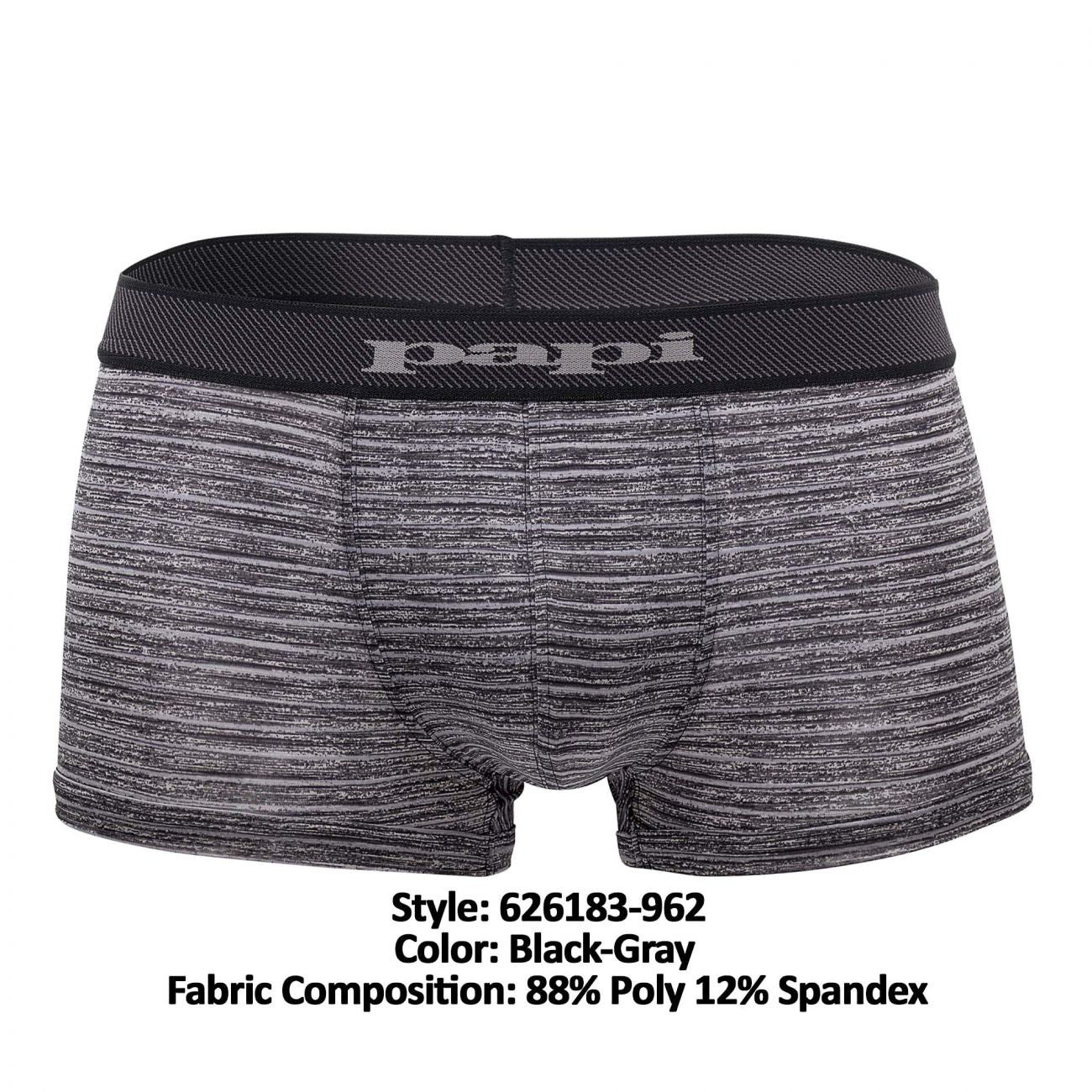 Papi 626183-962 Cool2 2PK Solid-Print Brazilian Trunks Color Black-Gray - DealByEthan.gay loves Papi