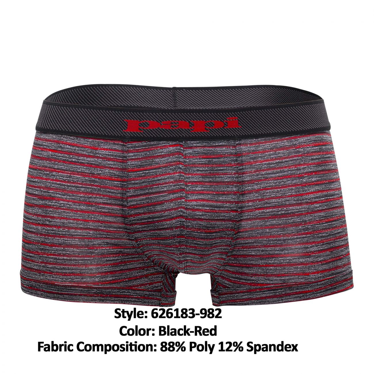 Papi 626183-982 Cool2 2PK Solid-Print Brazilian Trunks Color Black-Red - DealByEthan.gay loves Papi