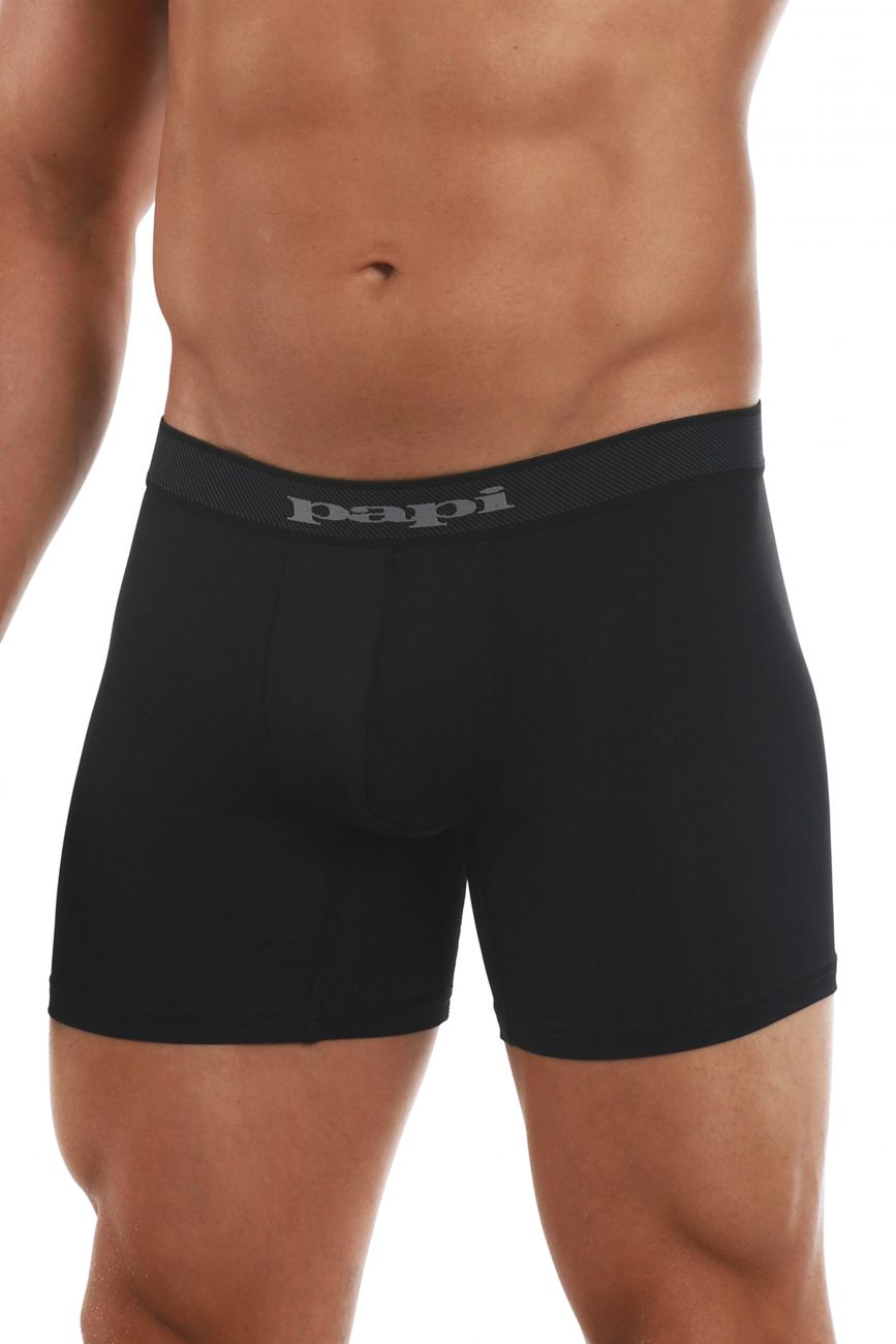 Papi 626185-962 Cool2 2PK Solid Boxer Briefs Color Black-Gray - DealByEthan.gay loves Papi