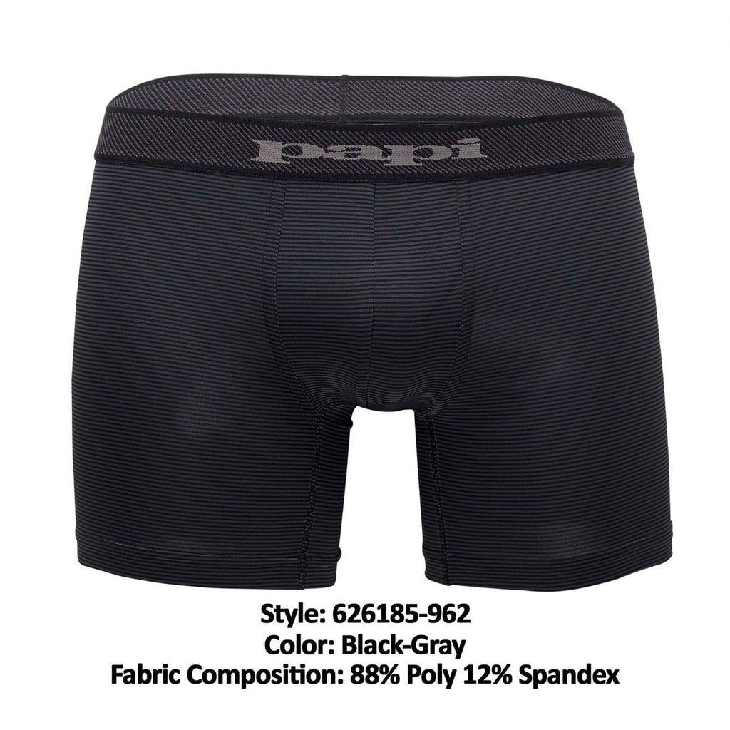 Papi 626185-962 Cool2 2PK Solid Boxer Briefs Color Black-Gray - DealByEthan.gay loves Papi