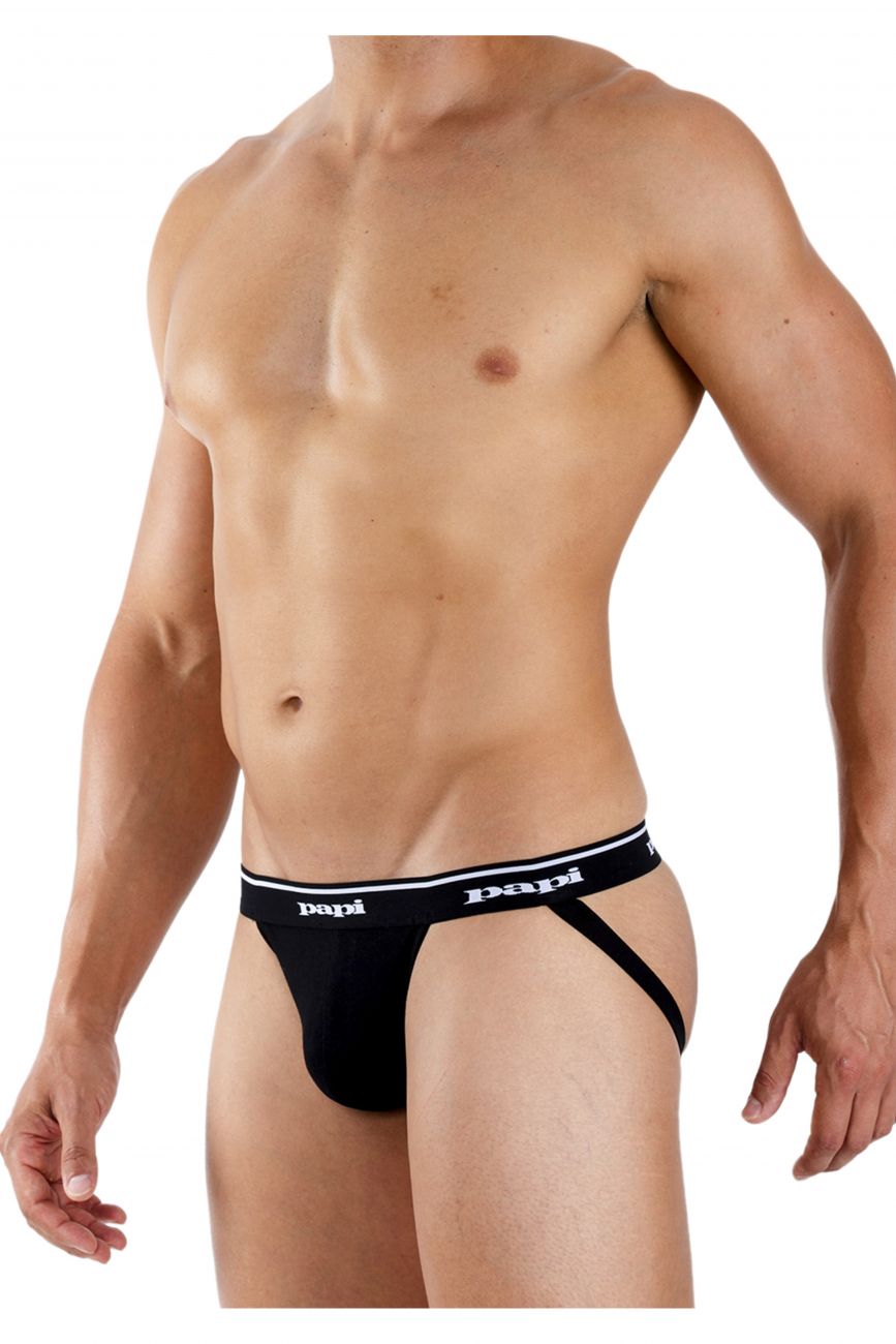 Papi 705910-001 3PK 1X1 Rib Jockstrap Color Black - DealByEthan.gay loves Papi