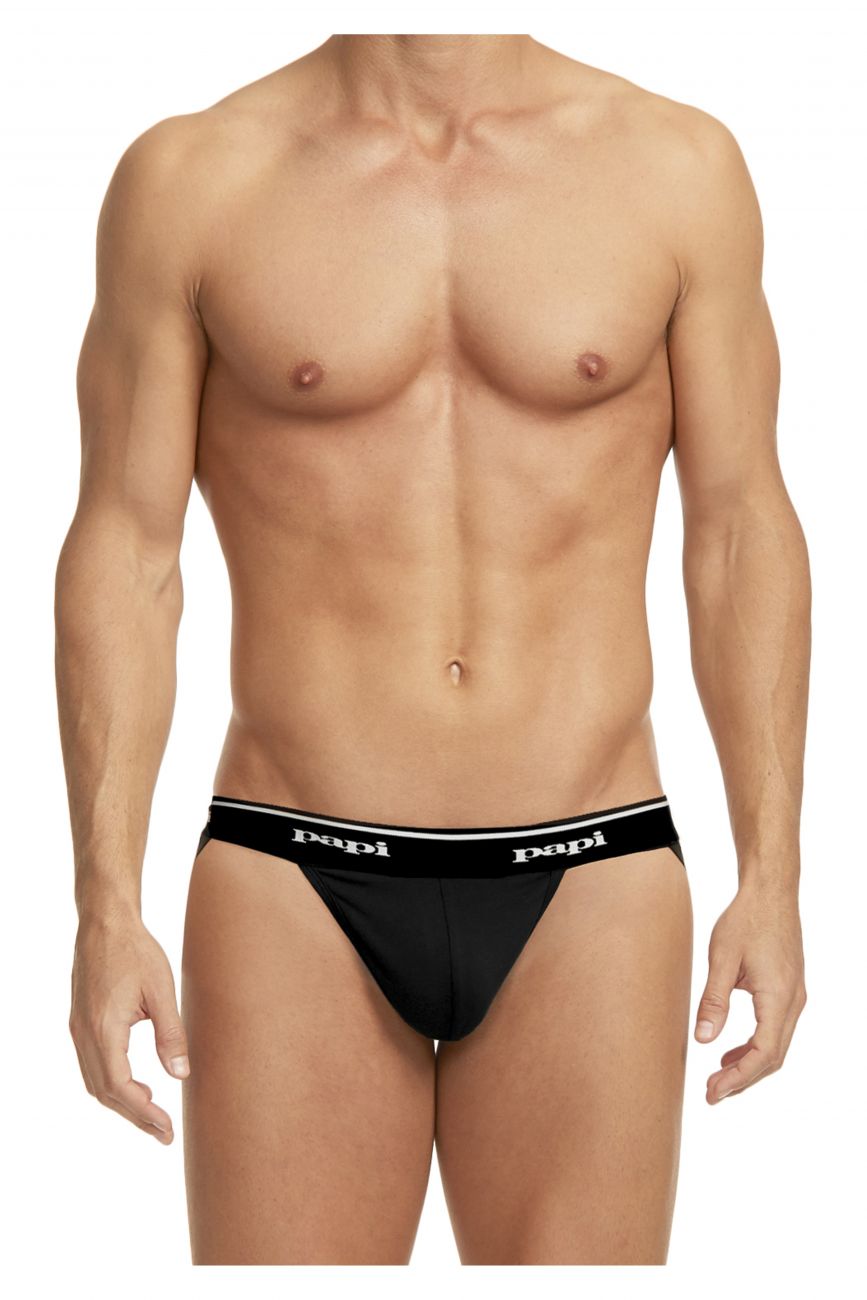 Papi 705910-001 3PK 1X1 Rib Jockstrap Color Black - DealByEthan.gay loves Papi