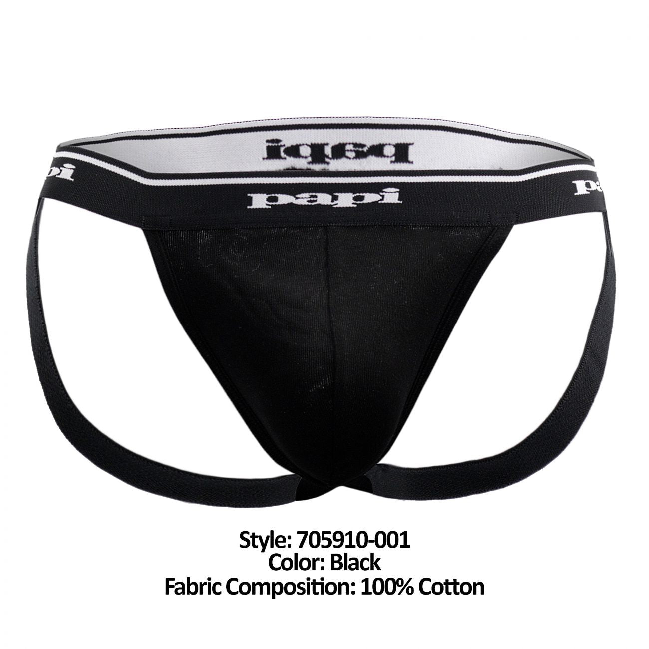 Papi 705910-001 3PK 1X1 Rib Jockstrap Color Black - DealByEthan.gay loves Papi