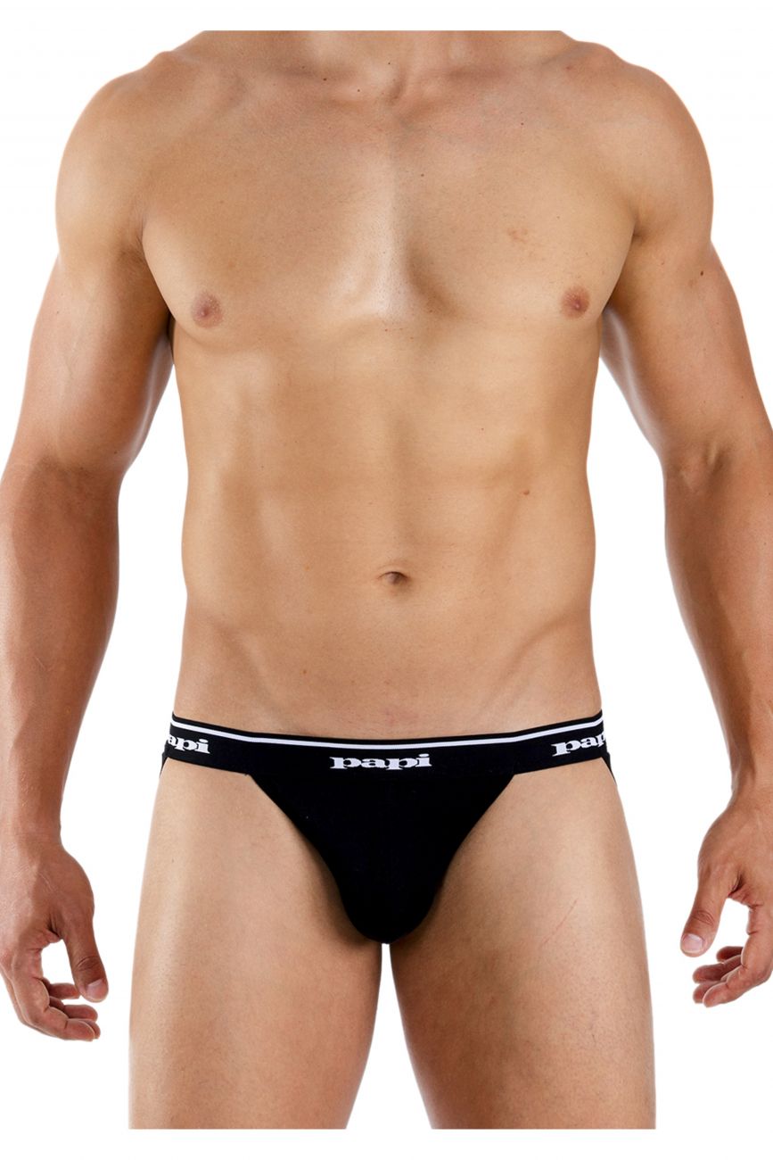 Papi 705910-962 3PK 1X1 Rib Jockstrap Color Black-Charcoal-Gray - DealByEthan.gay loves Papi