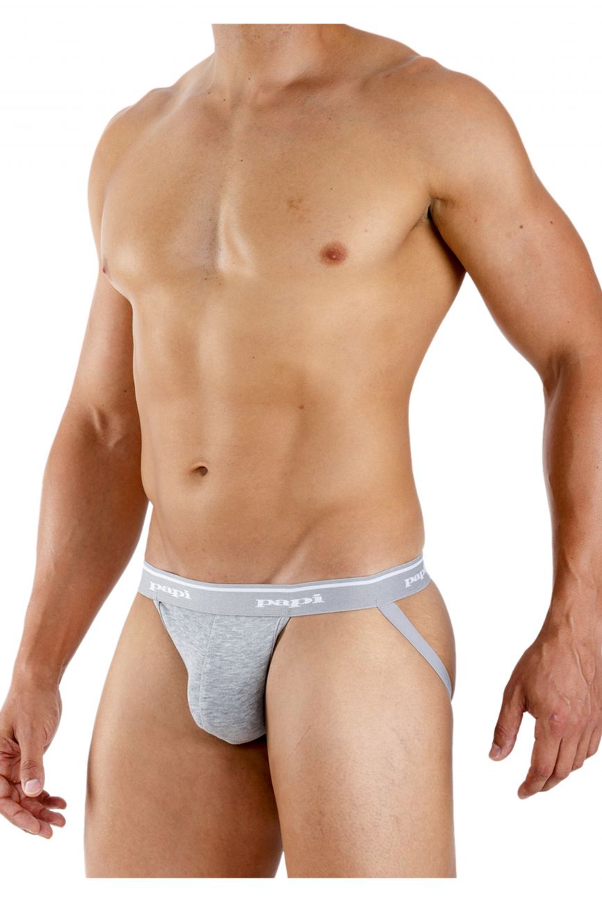 Papi 705910-962 3PK 1X1 Rib Jockstrap Color Black-Charcoal-Gray - DealByEthan.gay loves Papi