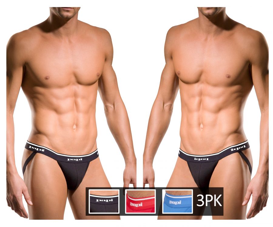 Papi 705910-999 3PK 1X1 Rib Jockstrap Color Black-Red-Turquoise - DealByEthan.gay loves Papi