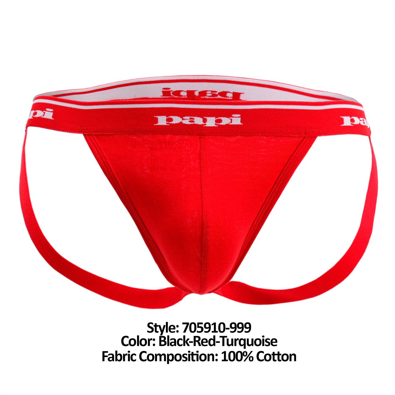 Papi 705910-999 3PK 1X1 Rib Jockstrap Color Black-Red-Turquoise - DealByEthan.gay loves Papi
