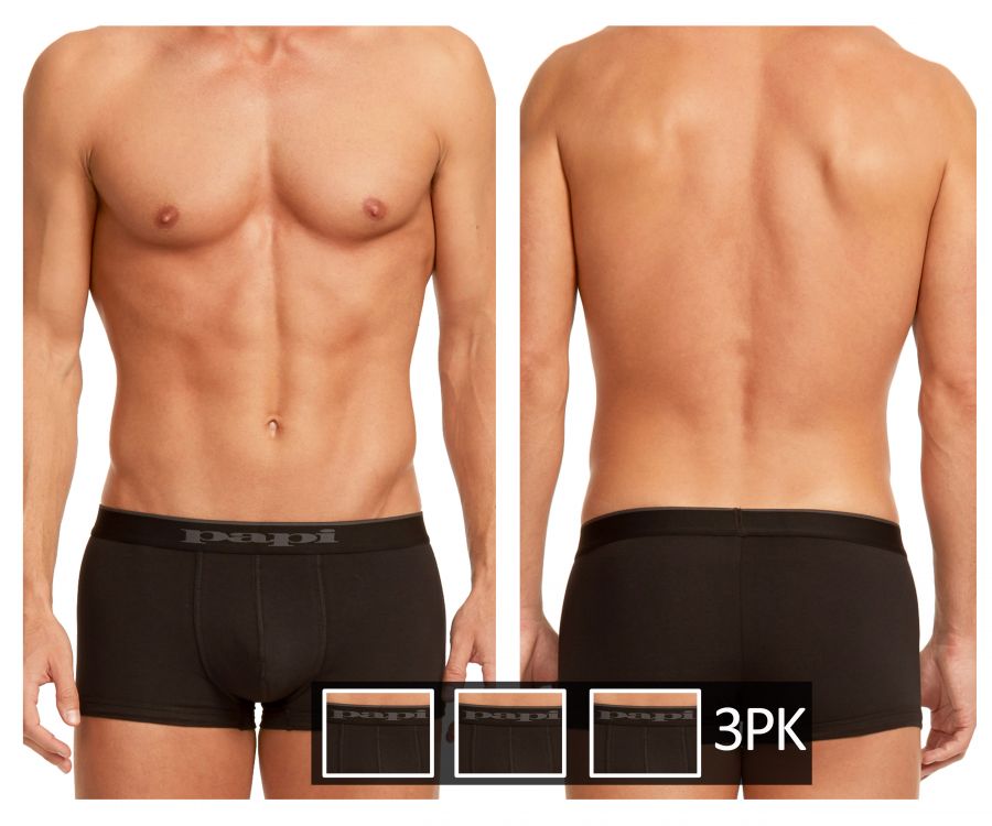 Papi 980501-001 3PK Cotton Stretch Brazilian Solids Color Black - DealByEthan.gay loves Papi