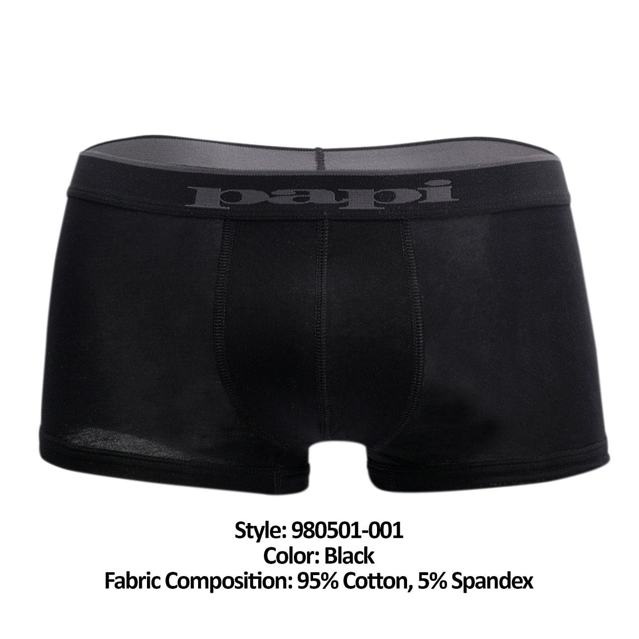 Papi 980501-001 3PK Cotton Stretch Brazilian Solids Color Black - DealByEthan.gay loves Papi