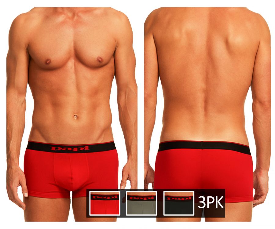 Papi 980501-950 3PK Cotton Stretch Brazilian Solids Color Red-Gray-Black - DealByEthan.gay loves Papi