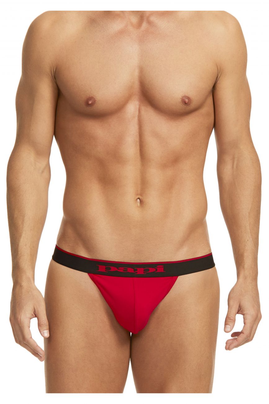 Papi 980902-950 3PK Cotton Stretch Thong Color Red-Gray-Black - DealByEthan.gay loves Papi