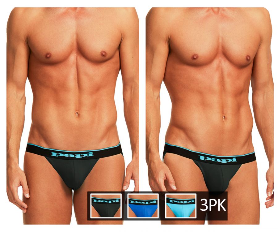 Papi 980911-941 3PK Cotton Stretch Jockstrap Color Black-Cobalt-Blue - DealByEthan.gay loves Papi