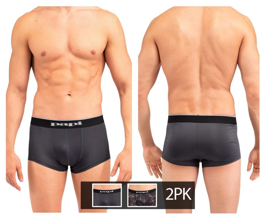 Papi MPA005 2PK Brazilian Trunks Color Black-Gray - DealByEthan.gay loves Papi