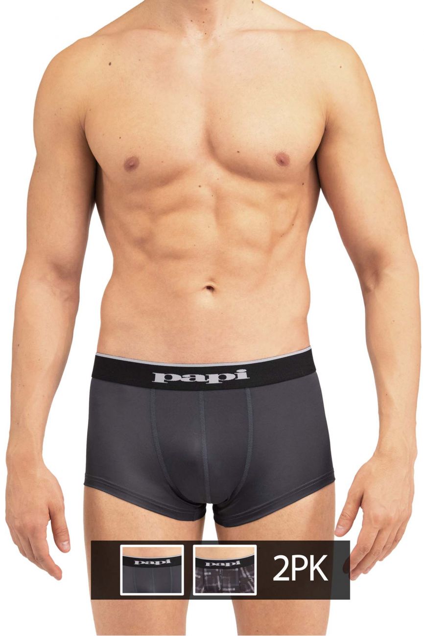 Papi MPA005 2PK Brazilian Trunks Color Black-Gray - DealByEthan.gay loves Papi
