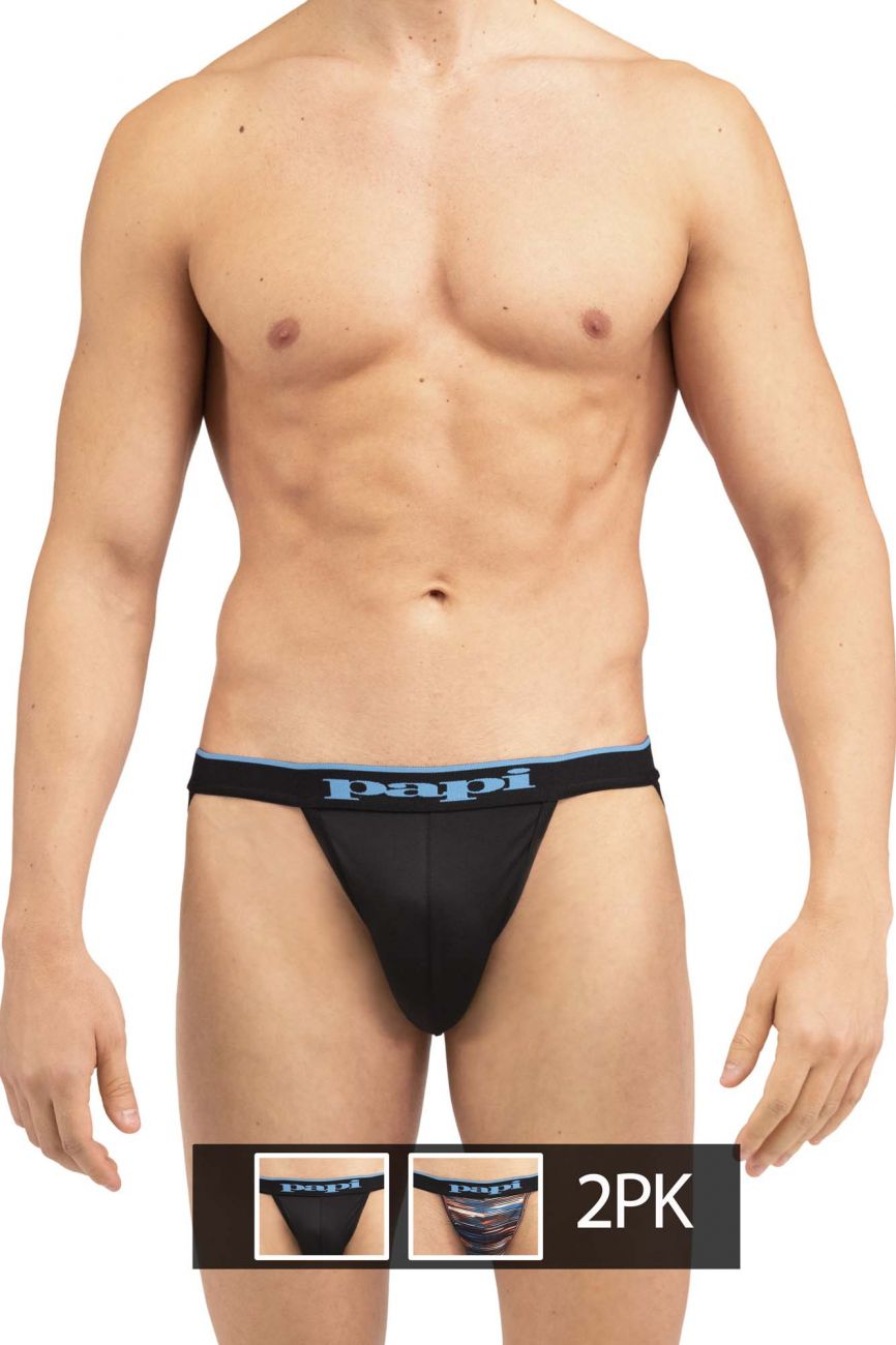 Papi UMPA006 2PK Jockstrap Color Black-Blue - DealByEthan.gay loves Papi