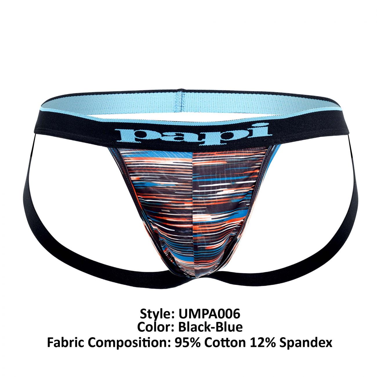 Papi UMPA006 2PK Jockstrap Color Black-Blue - DealByEthan.gay loves Papi