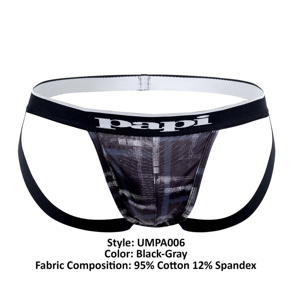 Papi UMPA006 2PK Jockstrap Color Black-Gray - DealByEthan.gay loves Papi