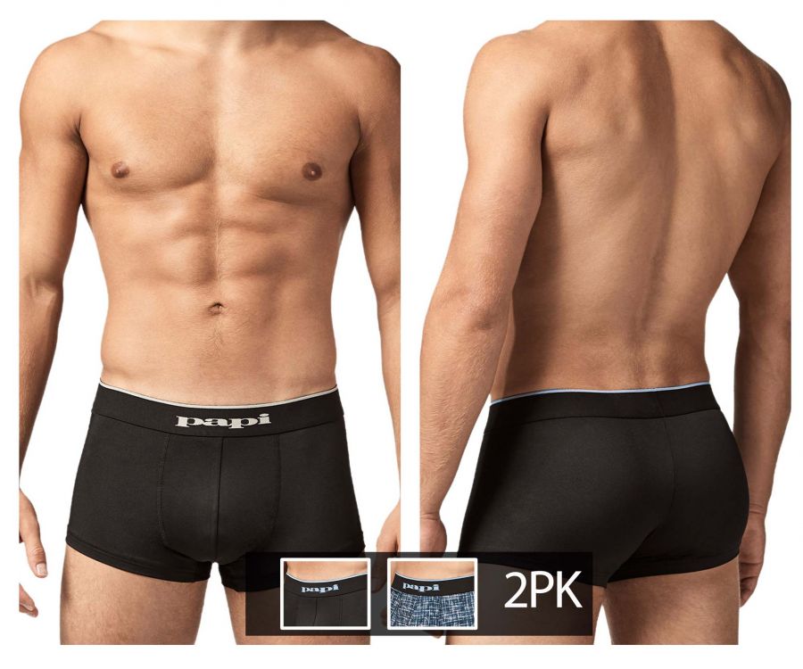 Papi UMPA048 2PK Microflex Brazilian Trunks Color Blue-Texture - DealByEthan.gay loves Papi