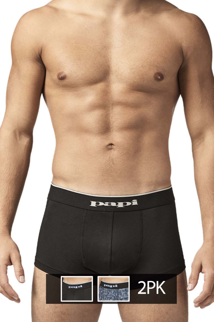 Papi UMPA048 2PK Microflex Brazilian Trunks Color Blue-Texture - DealByEthan.gay loves Papi