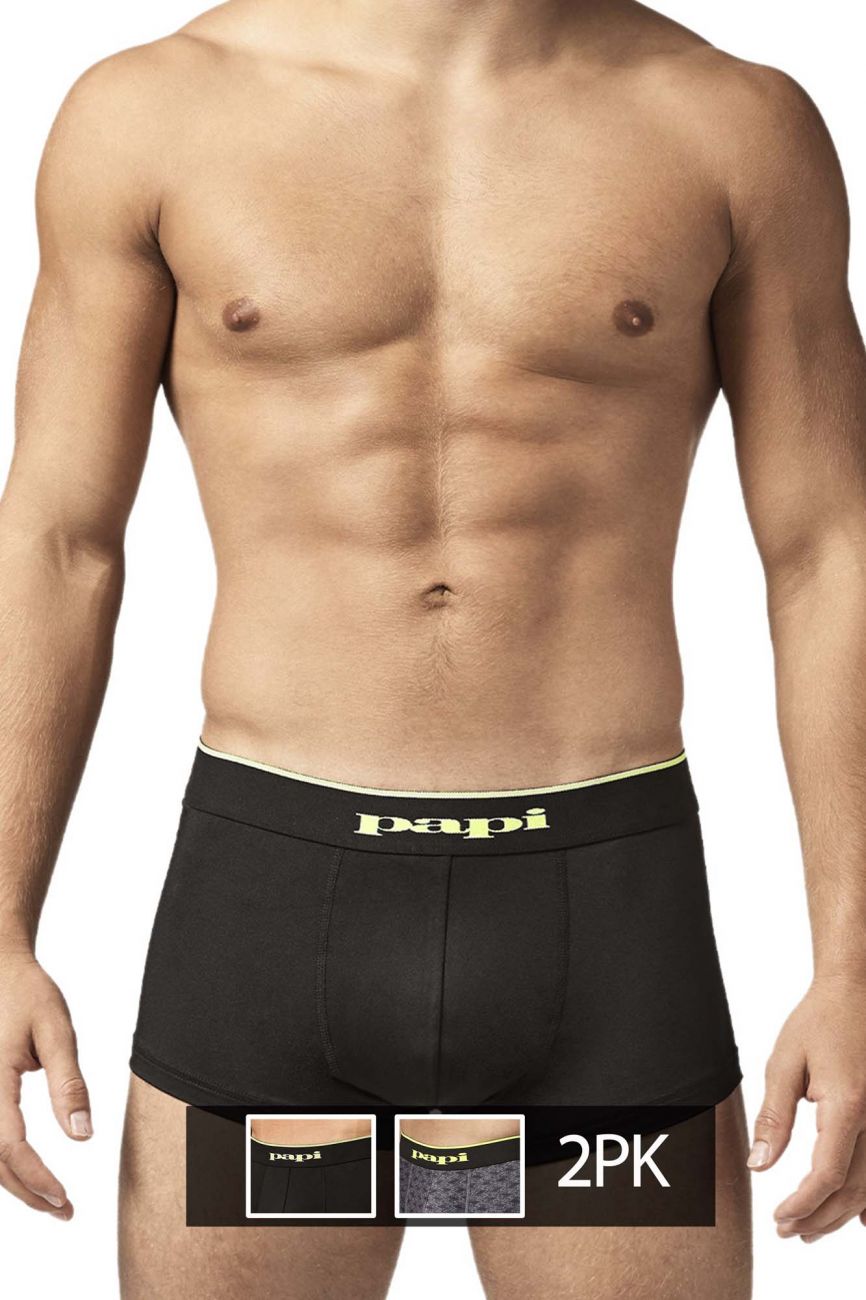Papi UMPA048 2PK Microflex Brazilian Trunks Color Charcoal-Graphic - DealByEthan.gay loves Papi
