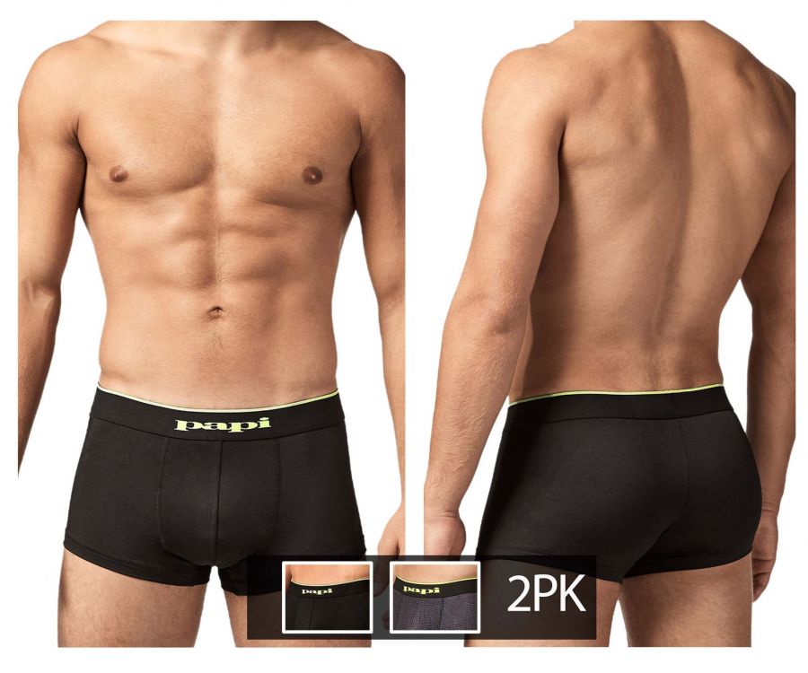Papi UMPA048 2PK Microflex Brazilian Trunks Color Charcoal-Leopard - DealByEthan.gay loves Papi